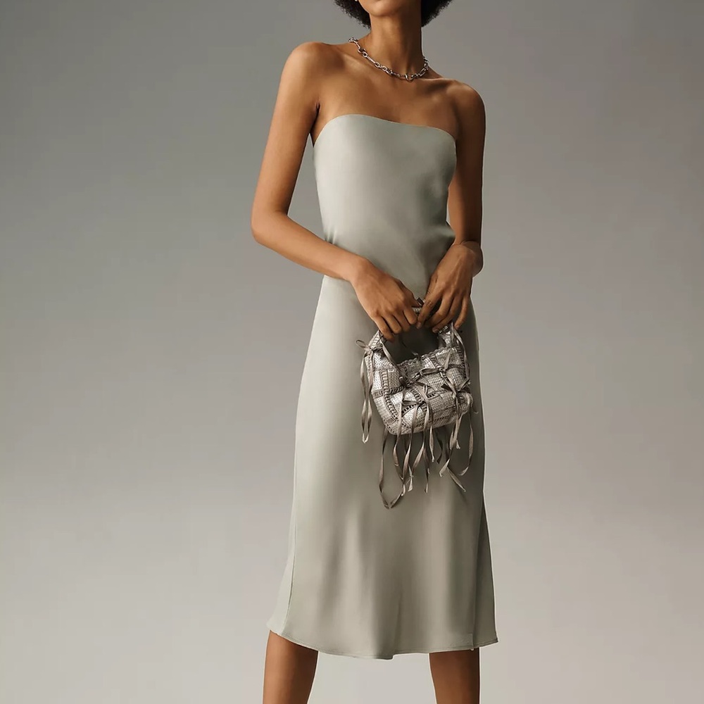 By Anthropologie Strapless Slip Midi Dress‎